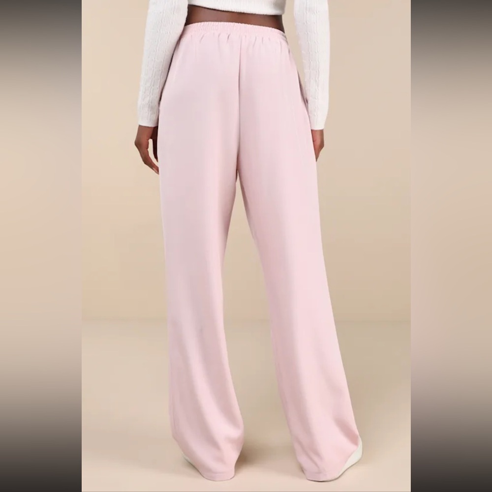 Lulu's Women's Pink Twill Wide-Leg Pants - Picture 5 of 6